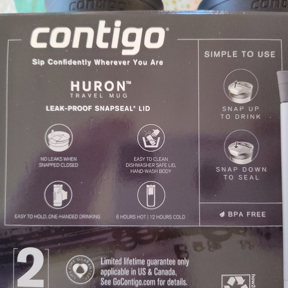 Brand New Blue and Black Contigo Huron Travel Mugs - Picture 9 of 10